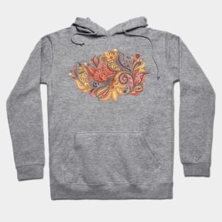 Paisley Garden Indian Style Print on White Hoodie